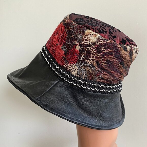 One Of A Kind Hand Made Mixed Media Bucket Hat New - Picture 3 of 13